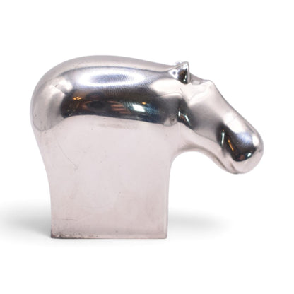 Silver Plated Hippo Paperweight Figurine