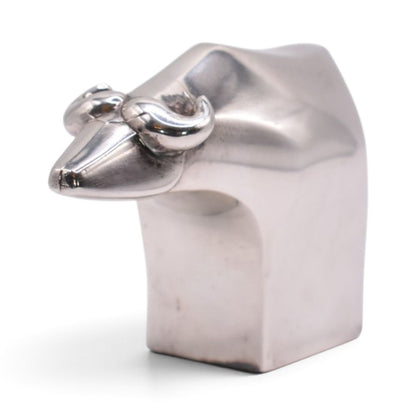 Silver Plated Bull Paperweight Figurine