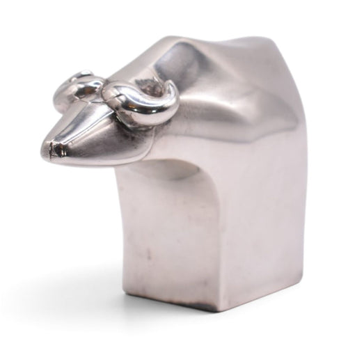 Silver Plated Bull Paperweight Figurine
