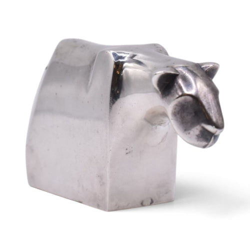 Silver Plated Jaguar Paperweight Figurine