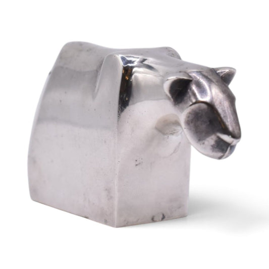 Silver Plated Jaguar Paperweight Figurine