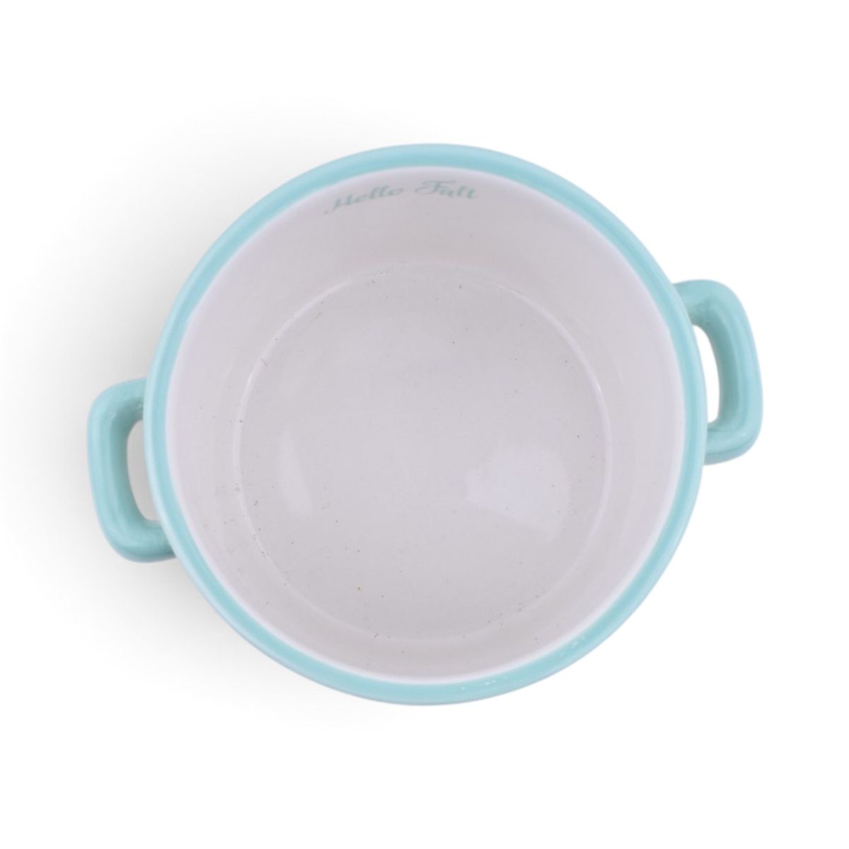 Hello Fall Soup Bowl, White & Teal