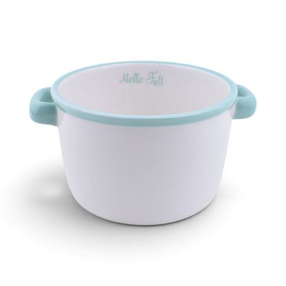 Hello Fall Soup Bowl, White & Teal