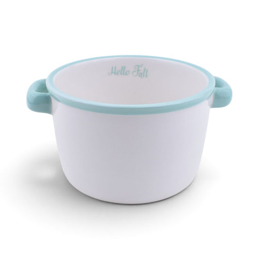 Hello Fall Soup Bowl, White & Teal