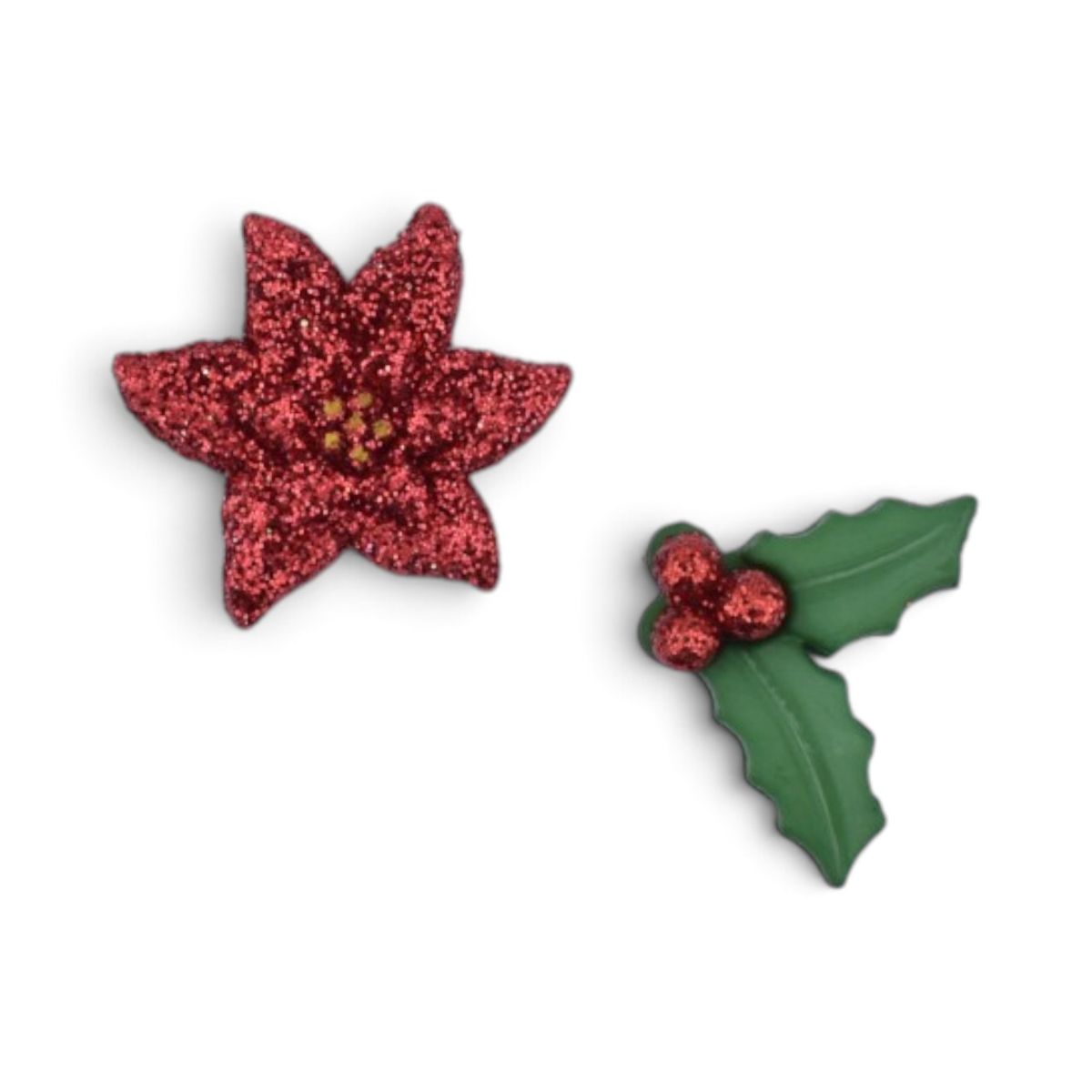Christmas Poinsettia Holly Flatbacks, 8 Pieces