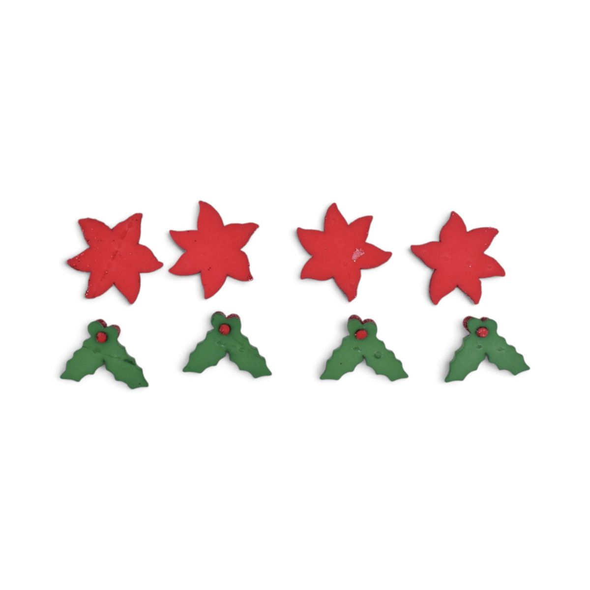 Christmas Poinsettia Holly Flatbacks, 8 Pieces