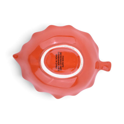 Red Ceramic Leaf-Shaped Bowl