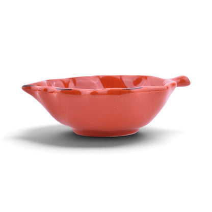 Red Ceramic Leaf-Shaped Bowl