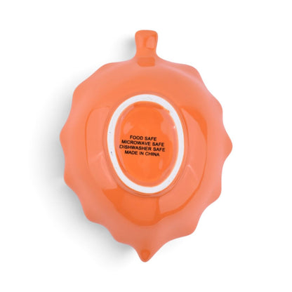 Orange Ceramic Leaf-Shaped Bowl