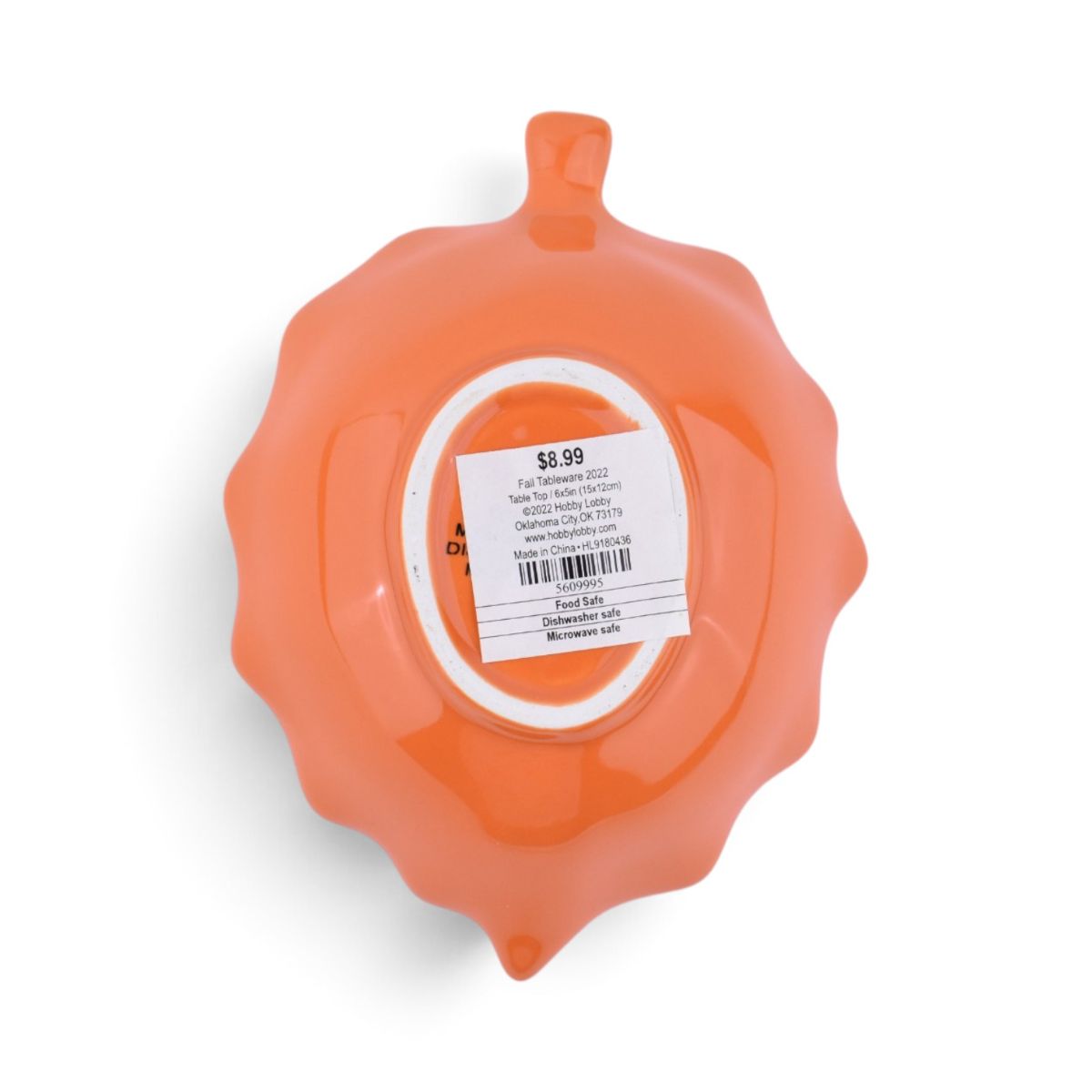 Orange Ceramic Leaf-Shaped Bowl