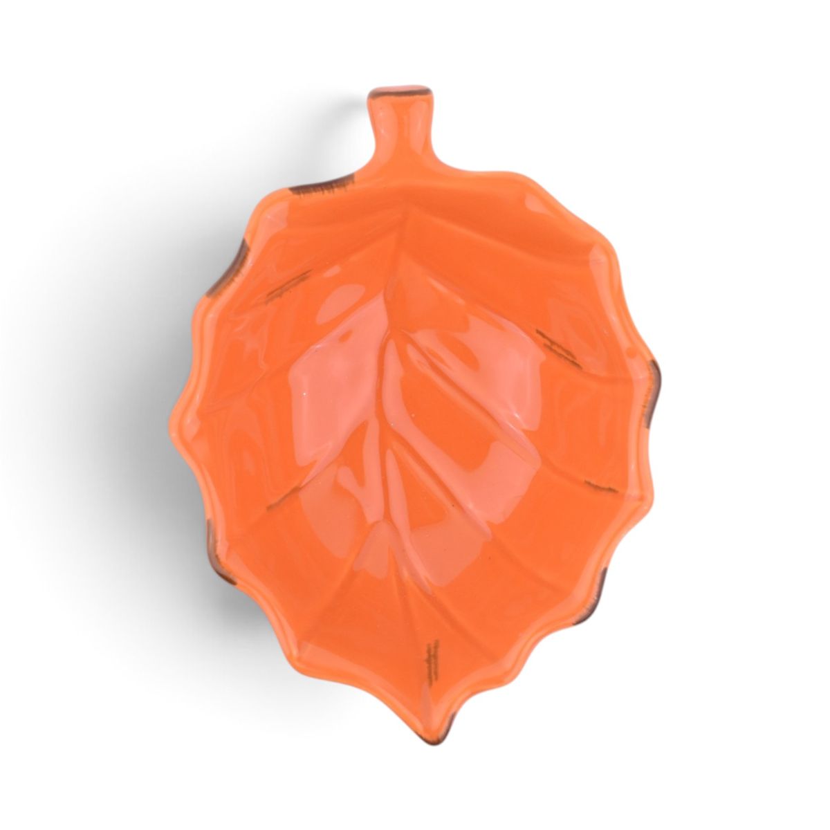 Orange Ceramic Leaf-Shaped Bowl