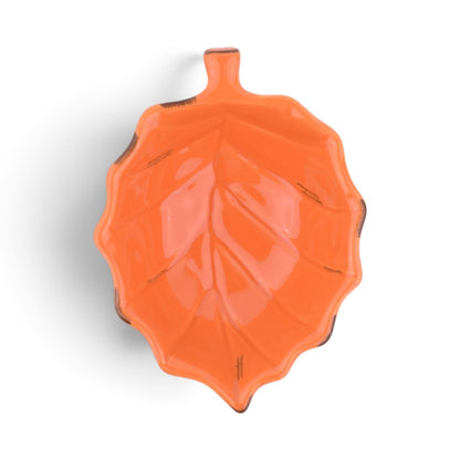 Orange Ceramic Leaf-Shaped Bowl
