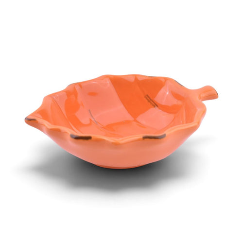 Orange Ceramic Leaf-Shaped Bowl