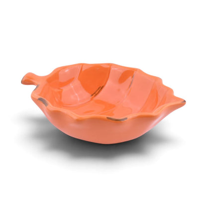 Orange Ceramic Leaf-Shaped Bowl