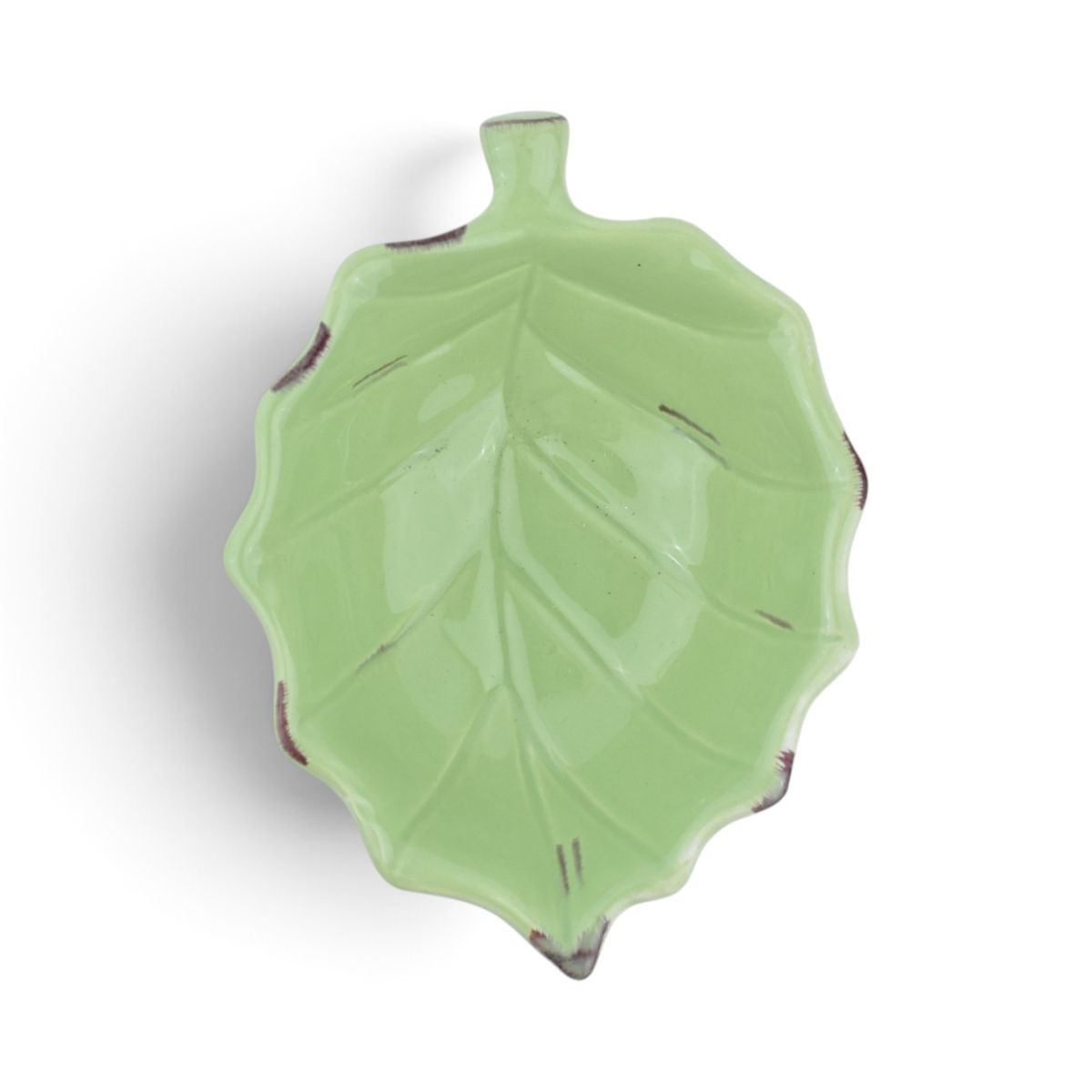 Green Ceramic Leaf-Shaped Bowl