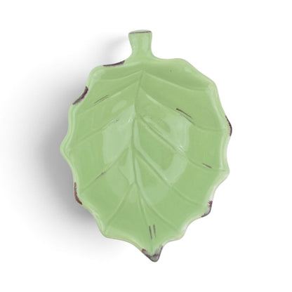 Green Ceramic Leaf-Shaped Bowl