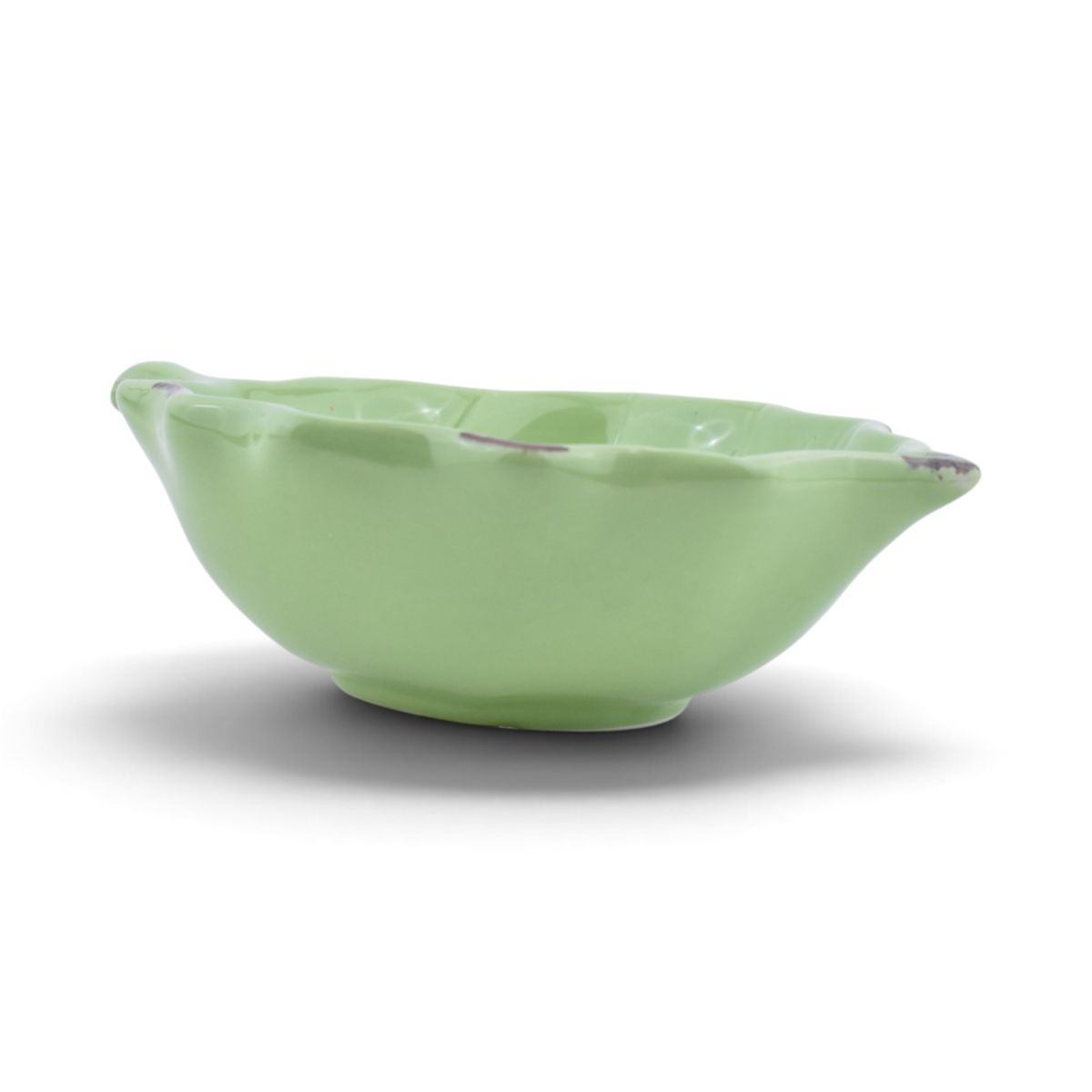 Green Ceramic Leaf-Shaped Bowl