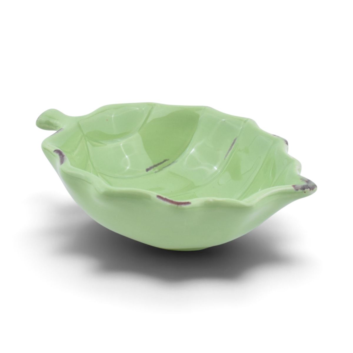 Green Ceramic Leaf-Shaped Bowl