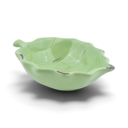 Green Ceramic Leaf-Shaped Bowl