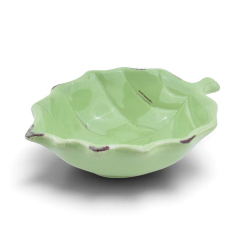 Green Ceramic Leaf-Shaped Bowl