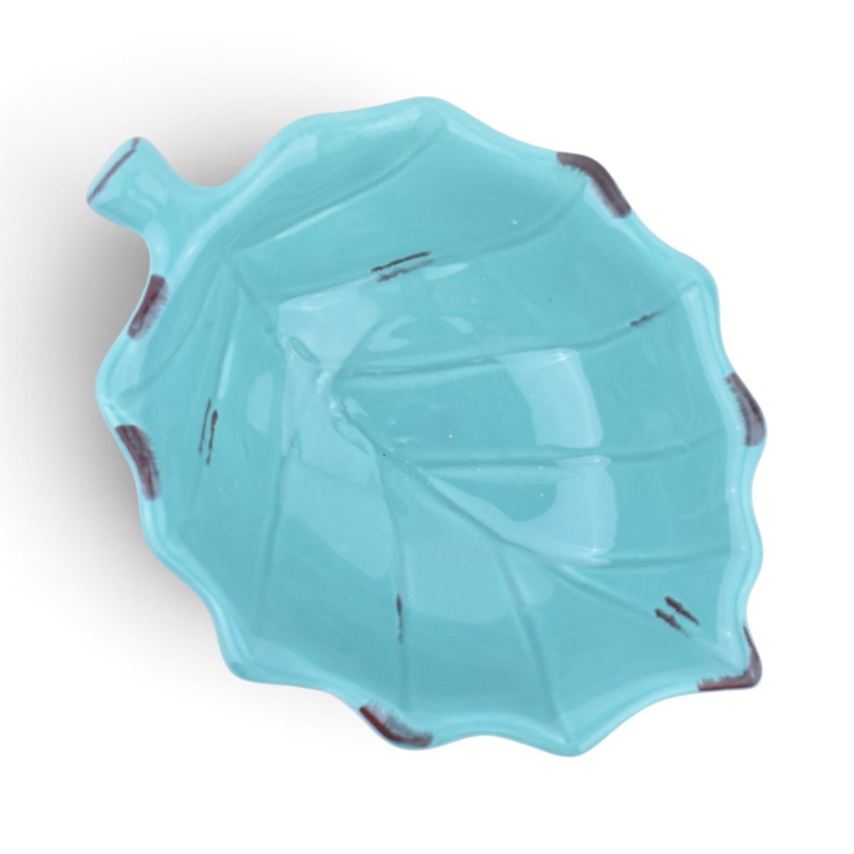 Turquoise Ceramic Leaf Bowl