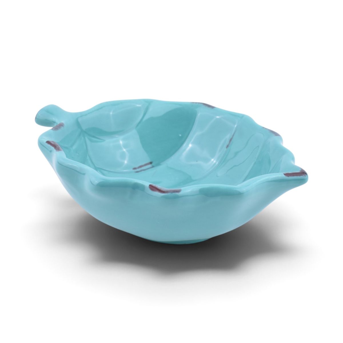 Turquoise Ceramic Leaf Bowl