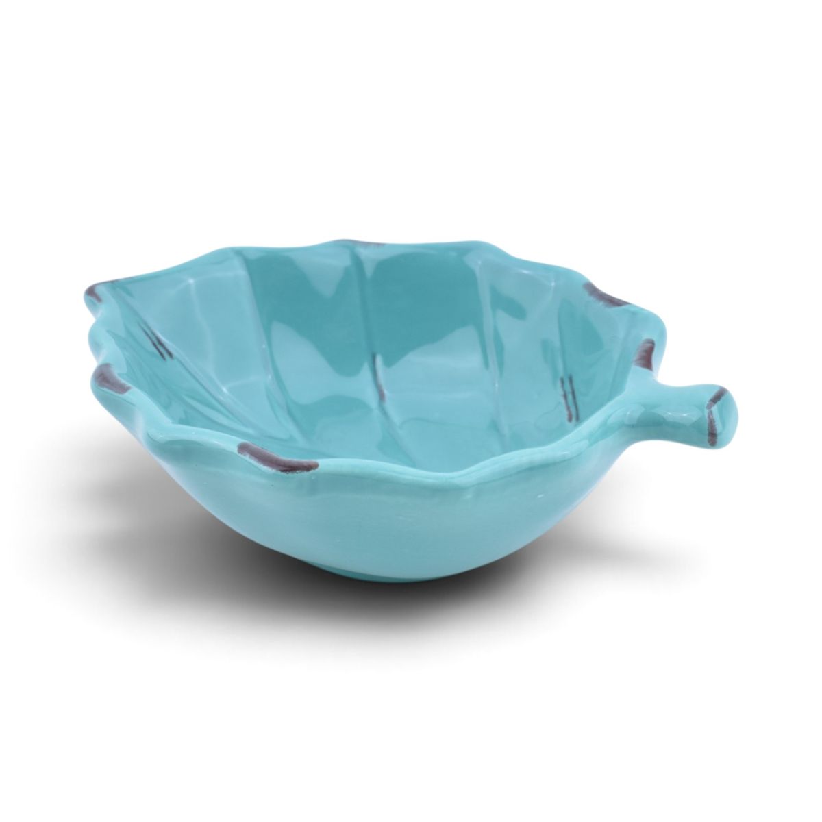 Turquoise Ceramic Leaf Bowl