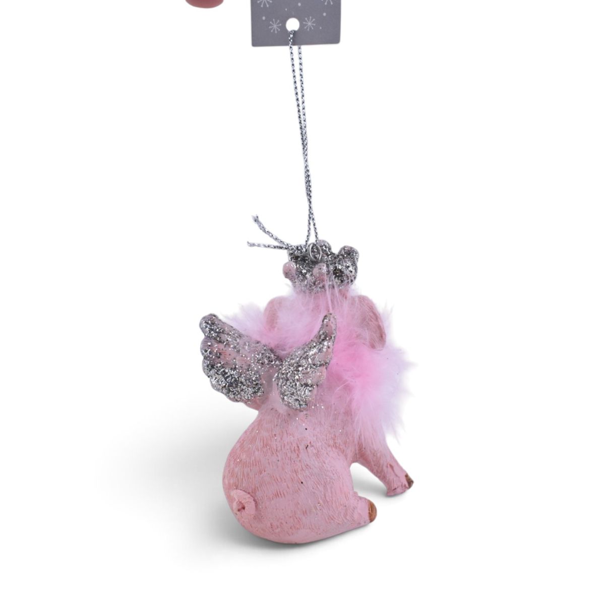Flying Angel Pig Ornament w/ Silver Accents