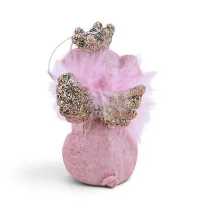 Flying Angel Pig Ornament w/ Gold Accents