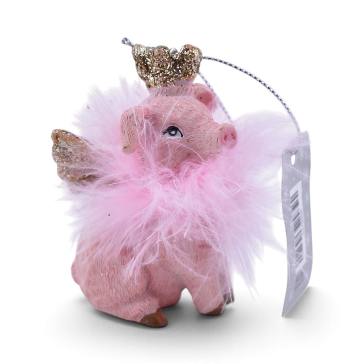 Flying Angel Pig Ornament w/ Gold Accents