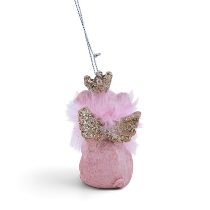 Flying Angel Pig Ornament w/ Gold Accents
