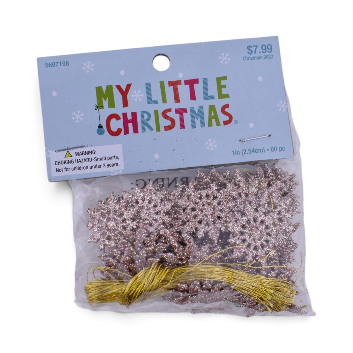 Bronze Glitter Snowflake Ornaments, 60 pc with Gold Hanging Cord