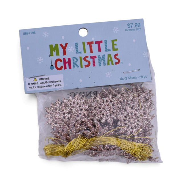 Bronze Glitter Snowflake Ornaments, 60 pc with Gold Hanging Cord