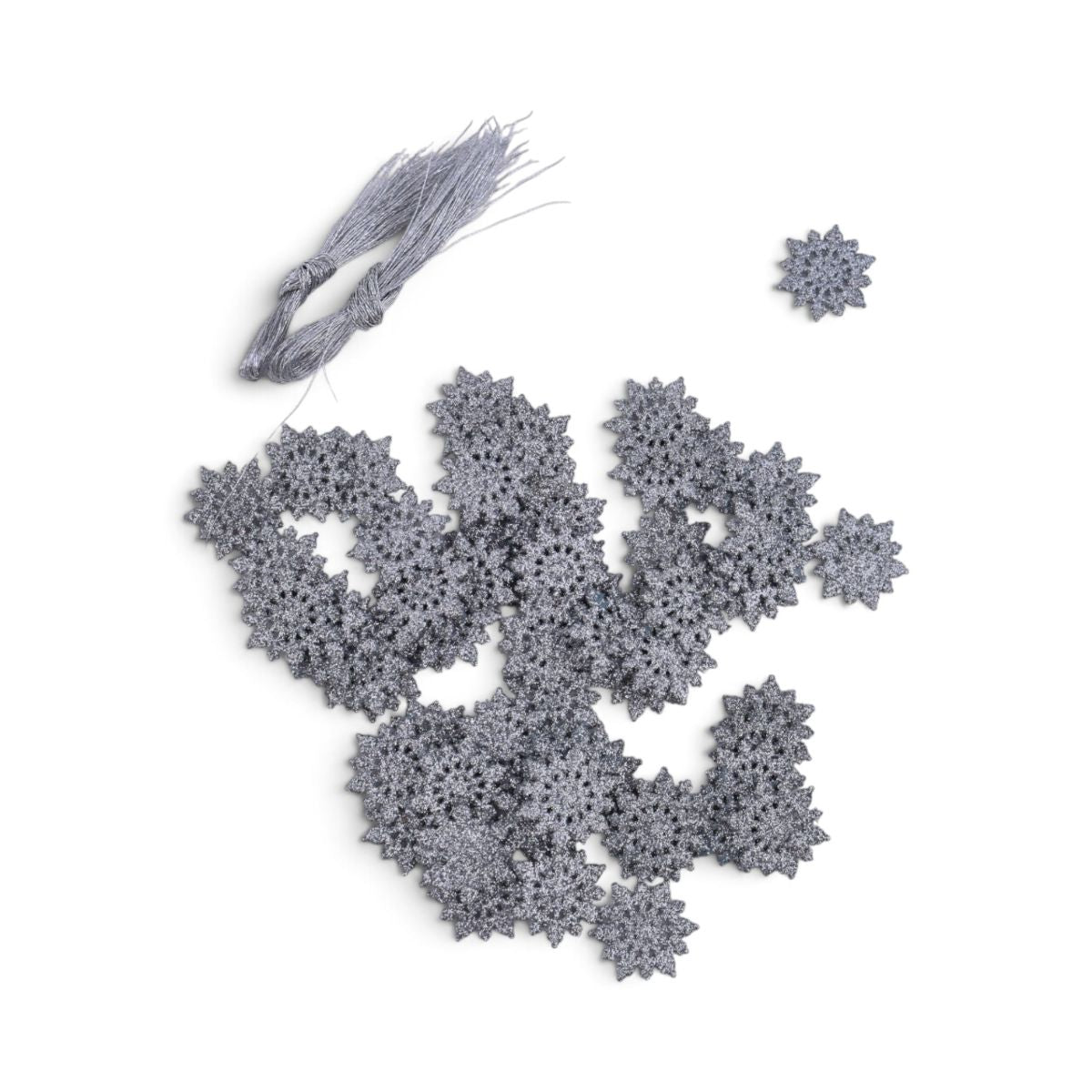Silver Glitter Snowflake Ornaments, 60 pc