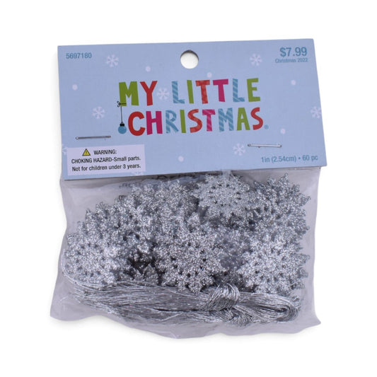 Silver Glitter Snowflake Ornaments, 60 pc