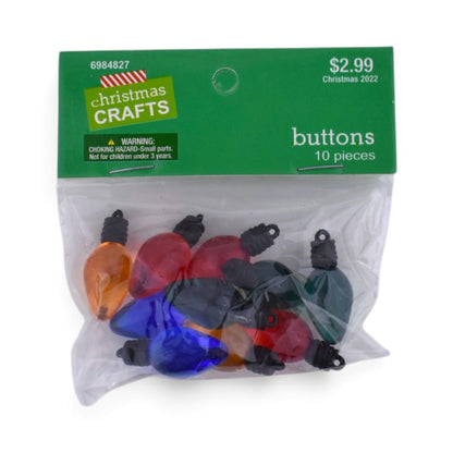 Christmas Light Bulb Buttons, 10 Pieces