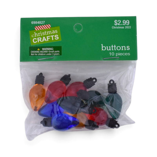Christmas Light Bulb Buttons, 10 Pieces