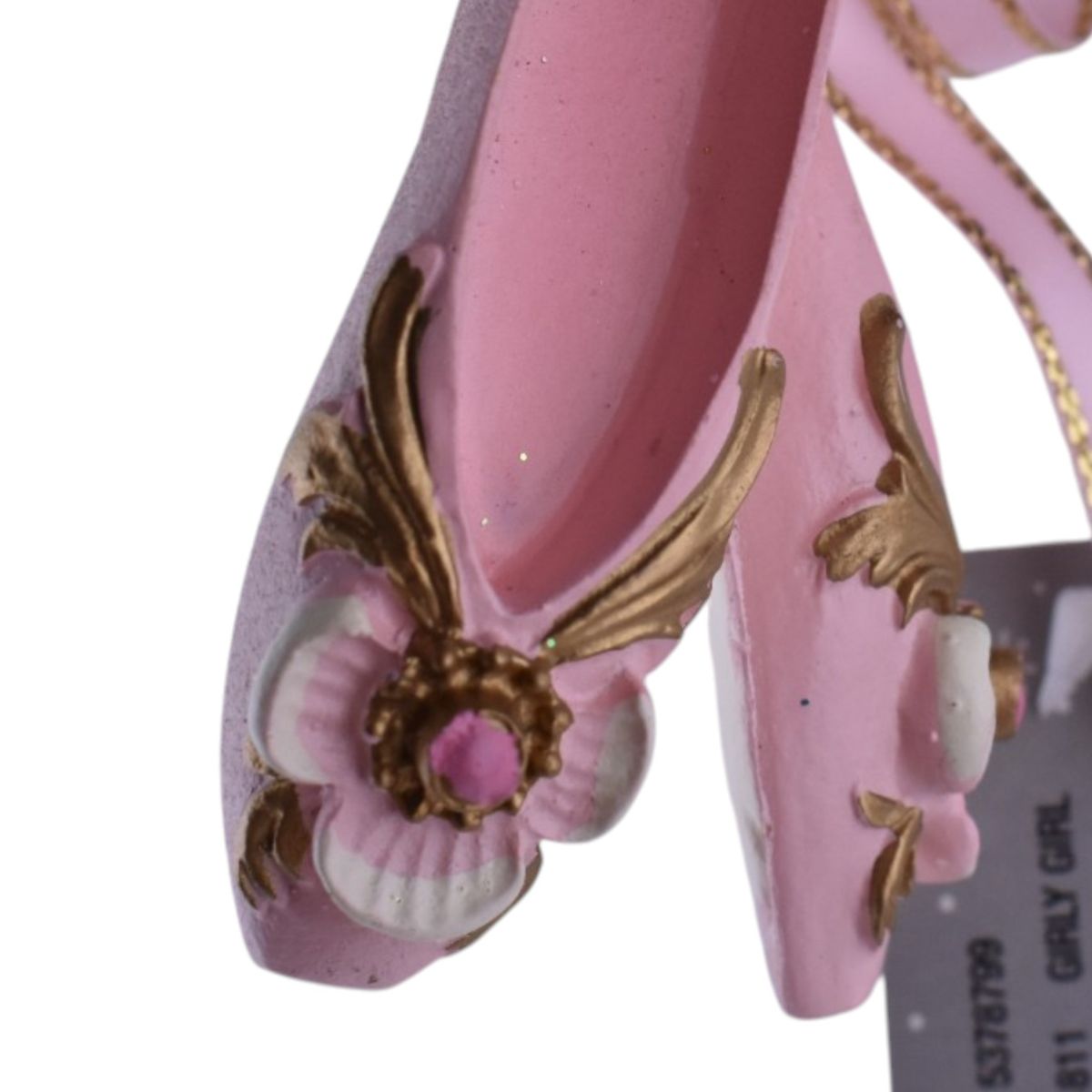 Pink Ballet Pointe Shoes Ornament with Gold Accents