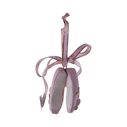 Pink Ballet Pointe Shoes Ornament with Gold Accents