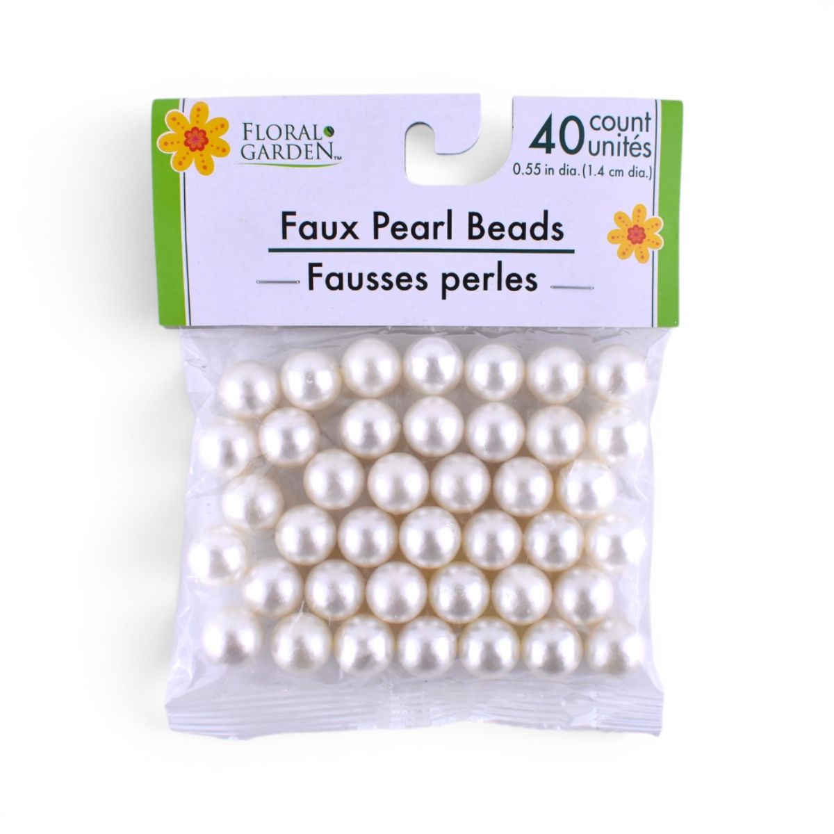 Faux Pearl Beads, White, 40 Count