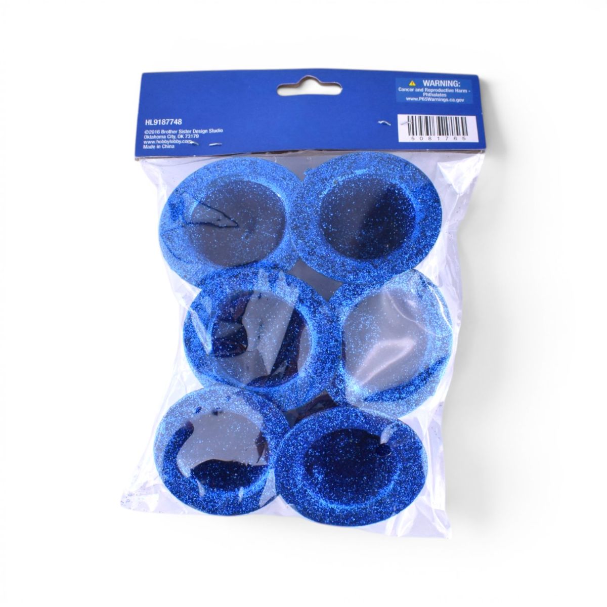 Uncle Sam Top Hats Blue Glitter - Set of 6