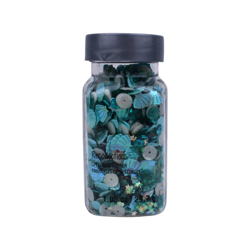 Teal and White Specialty Glitter Sequins Mix
