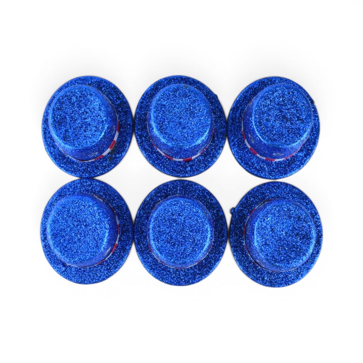 Uncle Sam Top Hats Blue Glitter - Set of 6