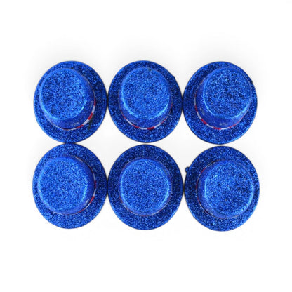 Uncle Sam Top Hats Blue Glitter - Set of 6