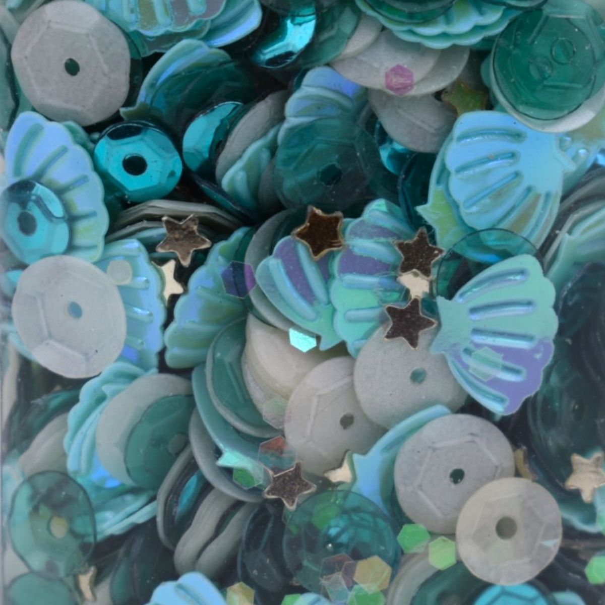 Teal and White Specialty Glitter Sequins Mix