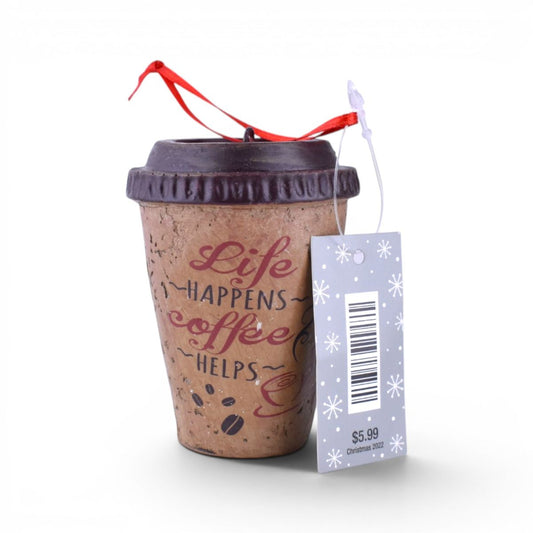 Life Happens Coffee Helps Wooden Ornament