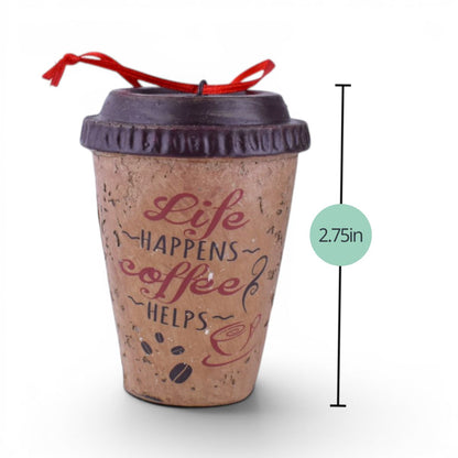 Life Happens Coffee Helps Wooden Ornament