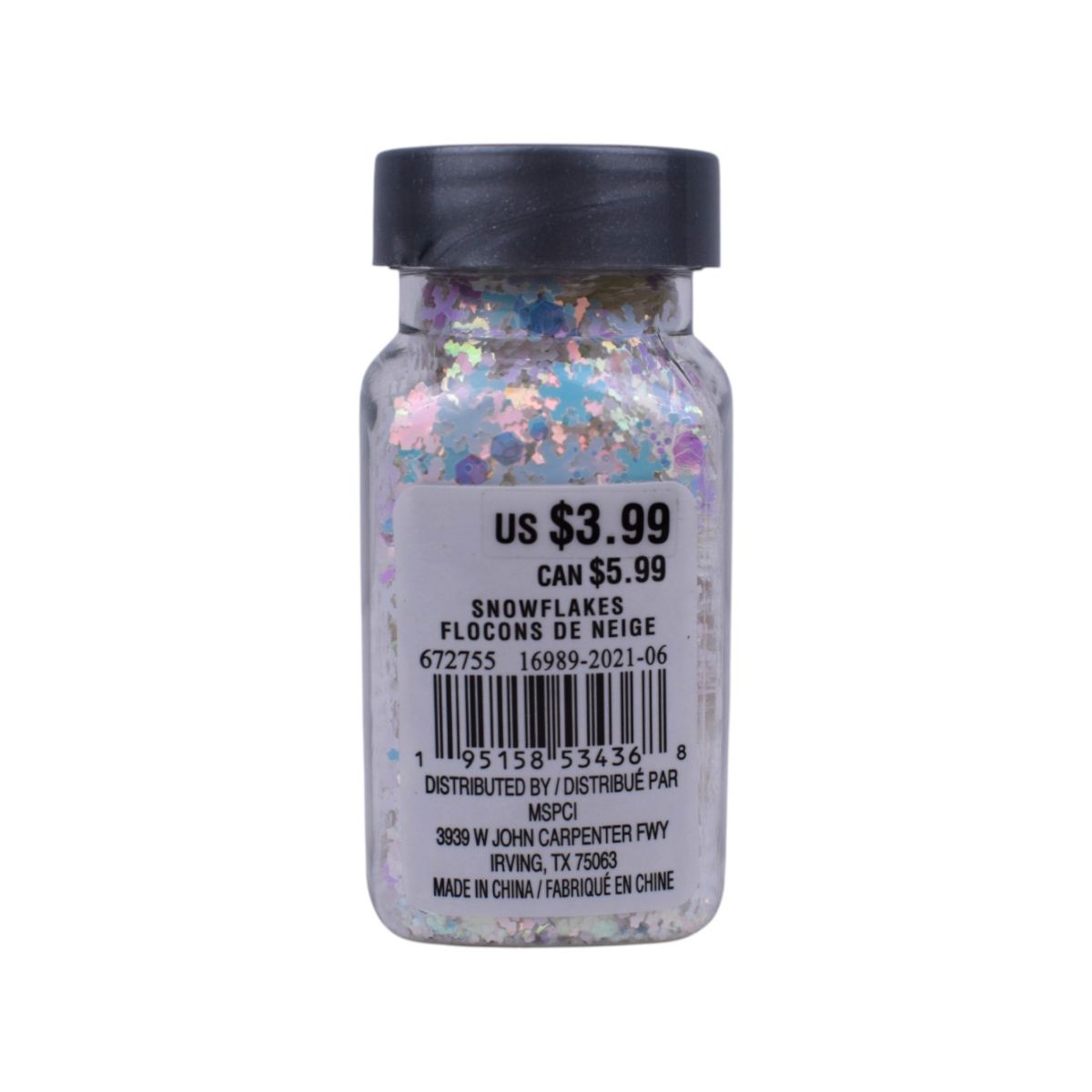Christmas Specialty Glitter, Multi-Color Snowflake