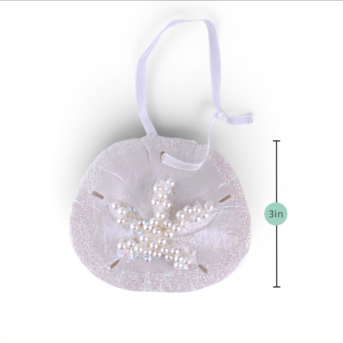 Iridescent Sandollar Glitter Christmas Ornament