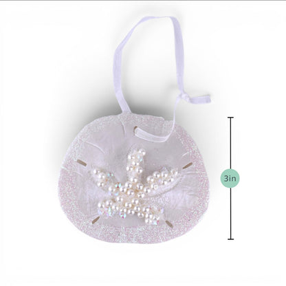 Iridescent Sandollar Glitter Christmas Ornament